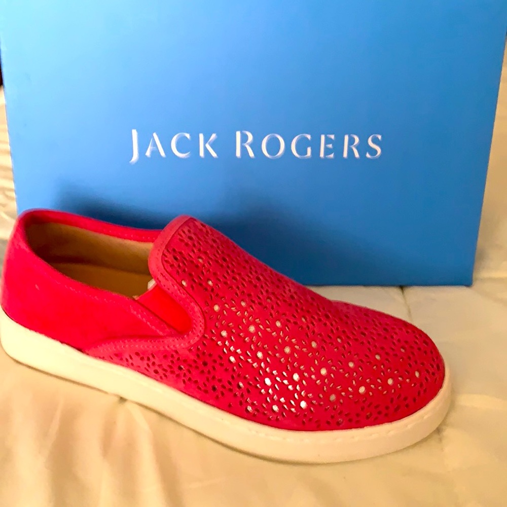 NEW JACK ROGERS HOT PINK SUEDE SLIP ON SNEAKERS